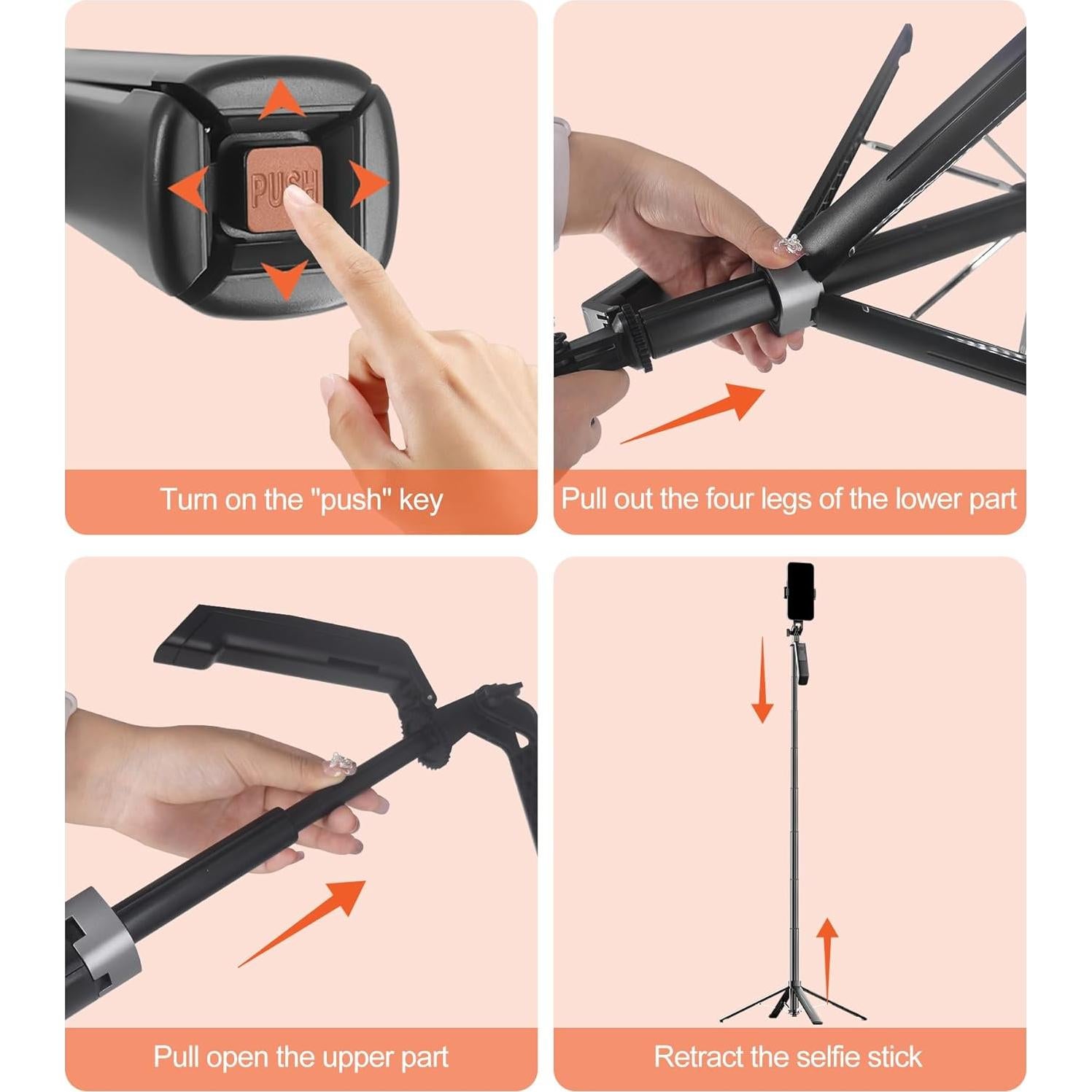 Trípode para Selfie Funxee 180 cm con Control Remoto y Luces LED