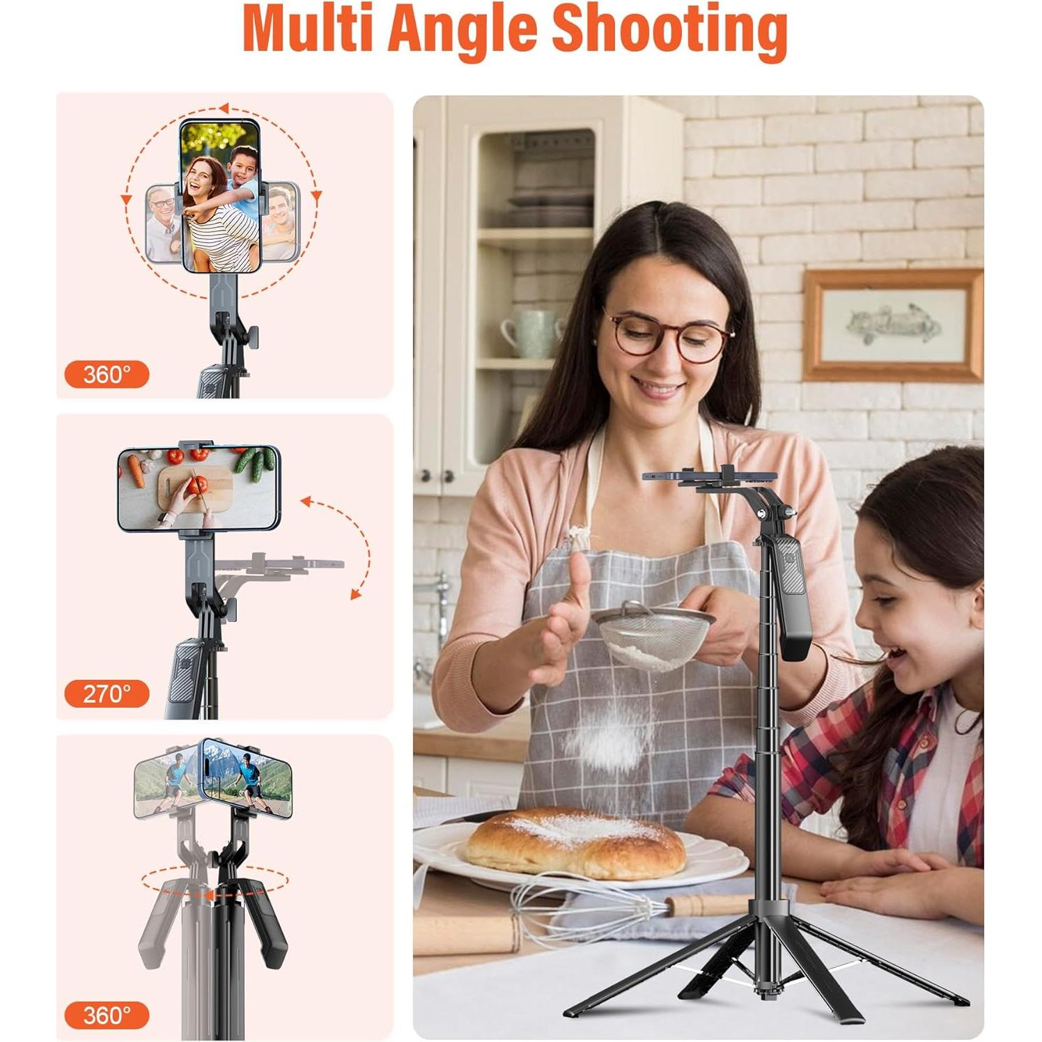 Trípode para Selfie Funxee 180 cm con Control Remoto y Luces LED