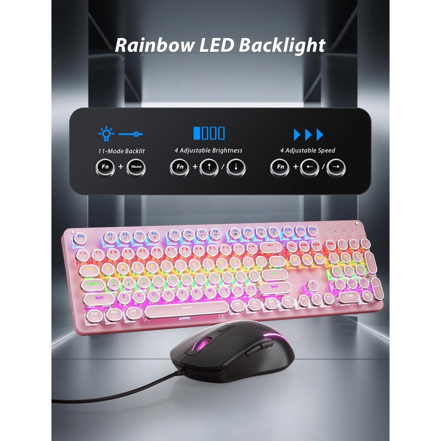 Combo Teclado Mecánico Retro Taiahiro 820 con Ratón RGB