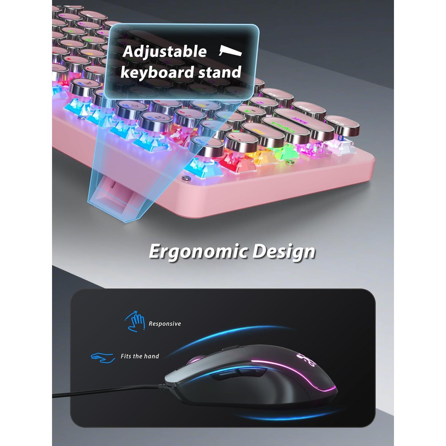 Combo Teclado Mecánico Retro Taiahiro 820 con Ratón RGB