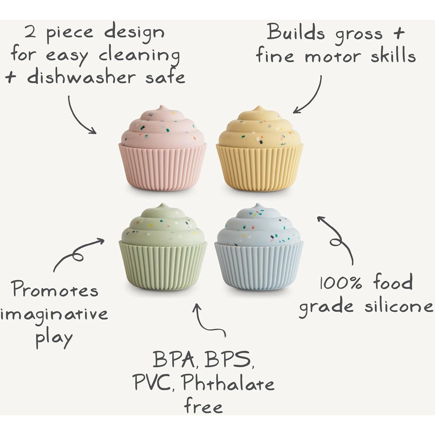 Juguete de Cupcake de Silicona Mushie - Paquete de 4