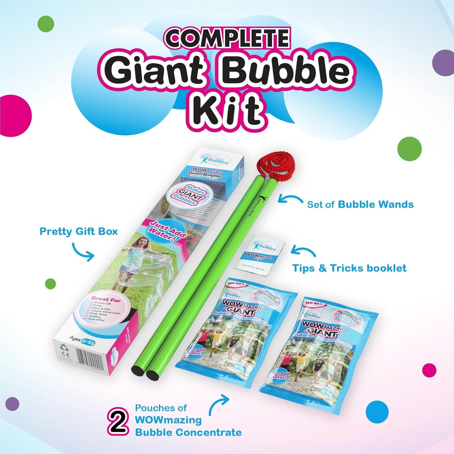 Kit de Varitas de Burbuja Gigante WOWmazing - 4 Piezas - Juguete al Aire Libre