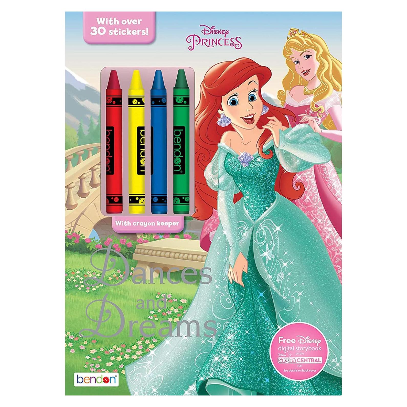 Libro de Colorear Princesas Disney Bendon 48 Páginas con Crayones