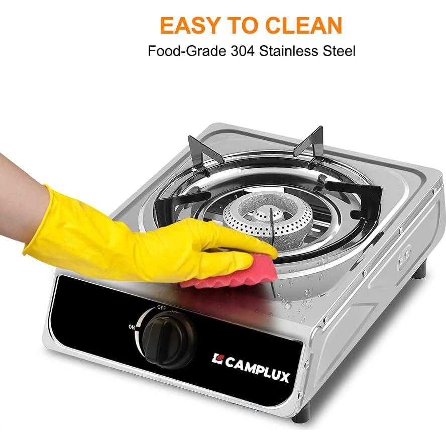 Estufa de Gas Portátil Camplux 1 Quemador Acero Inoxidable 9,800 BTU