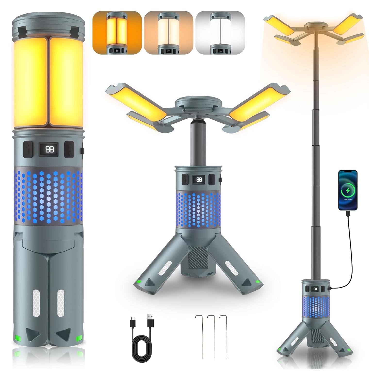 Luces de Camping Telescópicas LUXMO 12000mAh RGB Impermeables