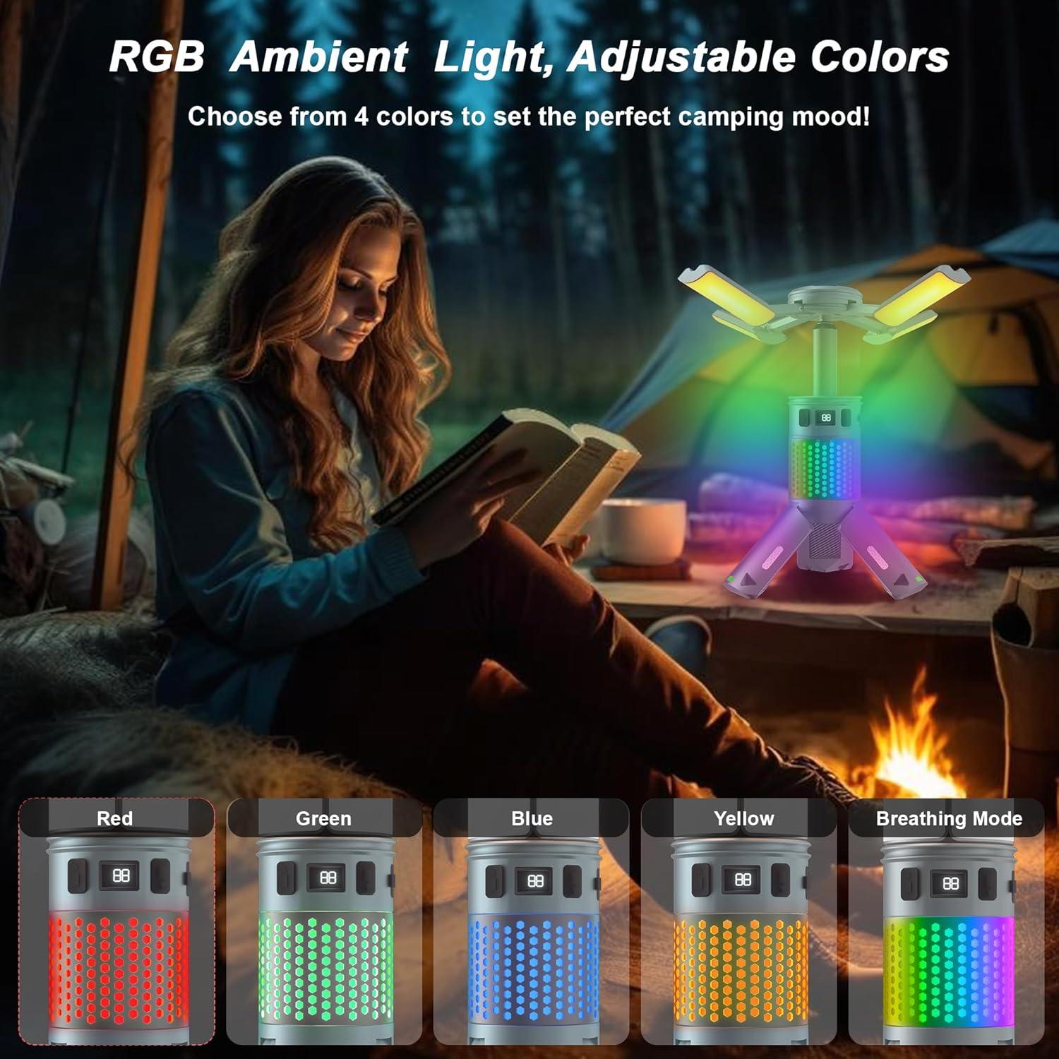 Luces de Camping Telescópicas LUXMO 12000mAh RGB Impermeables