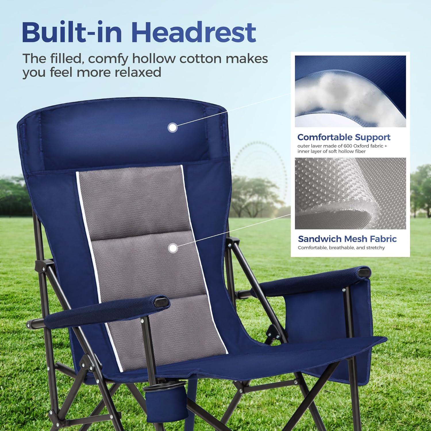 Silla de Camping Plegable ALPHA CAMP Azul Marino 227kg