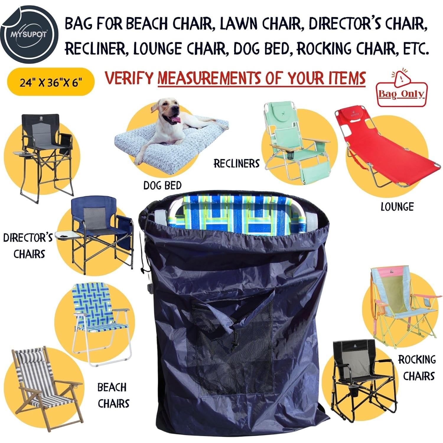 Bolsa de Silla de Playa MYSUPOT Grande Azul Marino 91x61cm