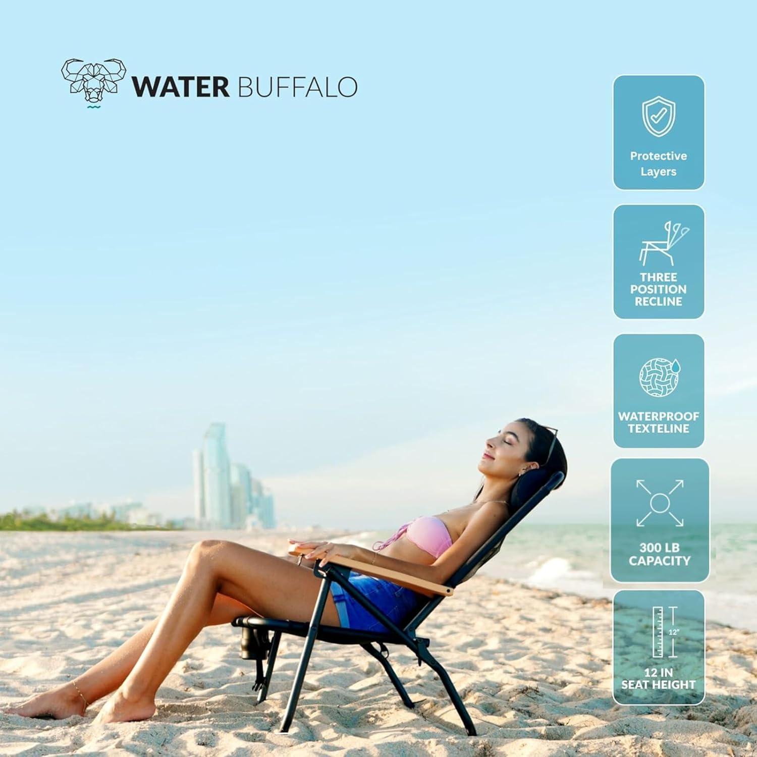 Silla de Playa Plegable Water Buffalo Bondi - 3 Posiciones, Portavasos