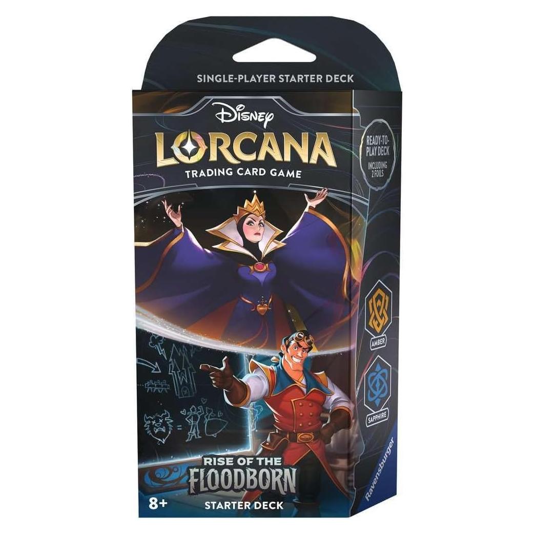 Juego de Cartas Coleccionables Ravensburger Disney Lorcana - Mazmorras de Zafiro y Ámbar, 60 Cartas