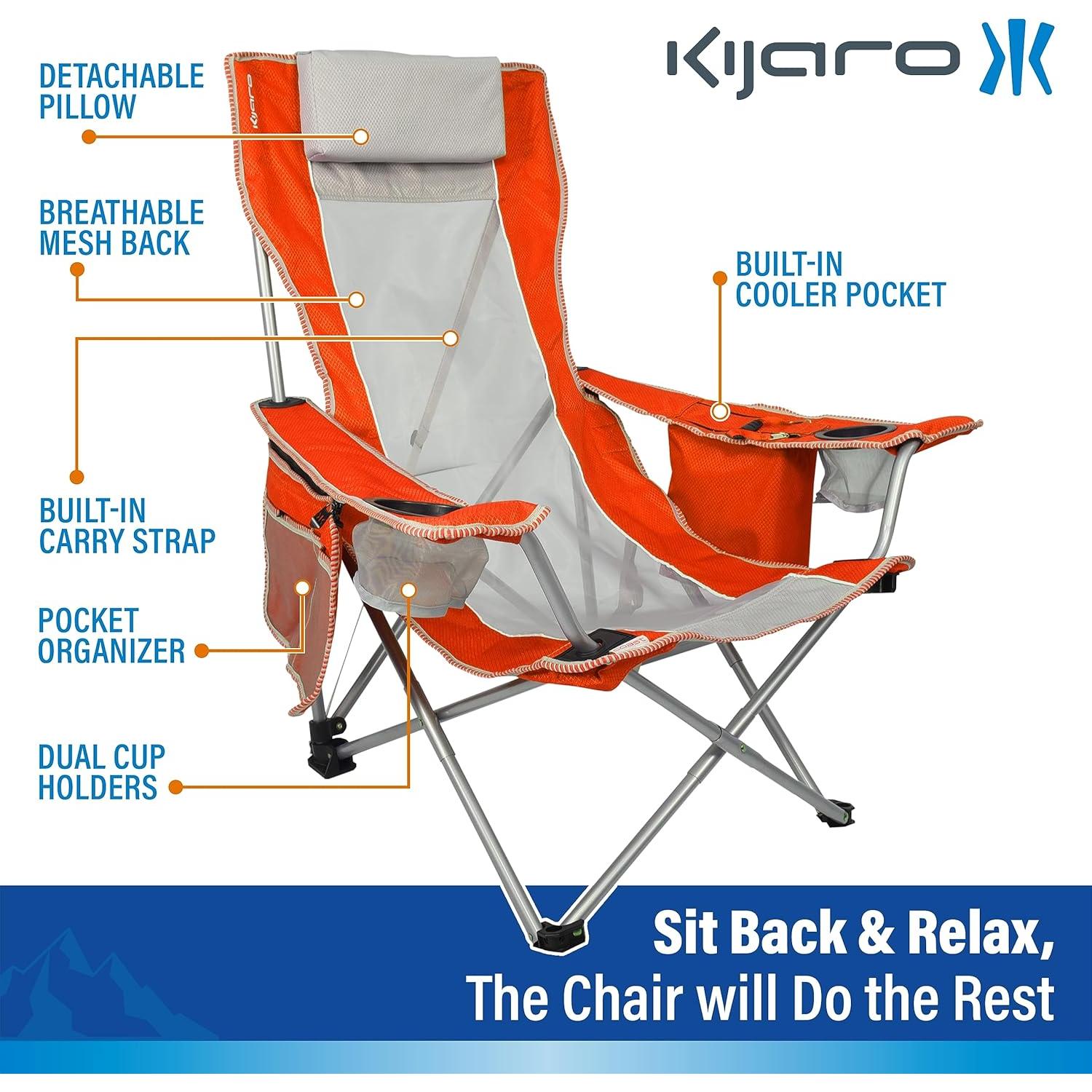 Silla de Playa Kijaro Coast Naranja - Plegable con Almohada