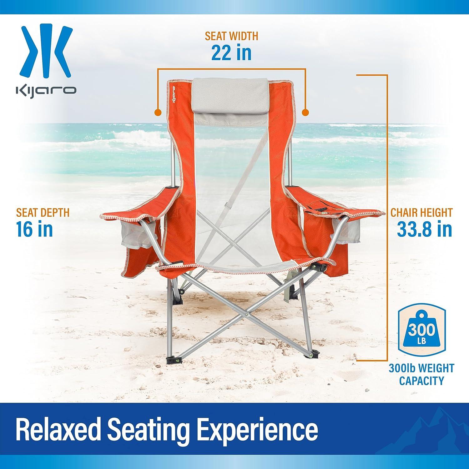 Silla de Playa Kijaro Coast Naranja - Plegable con Almohada