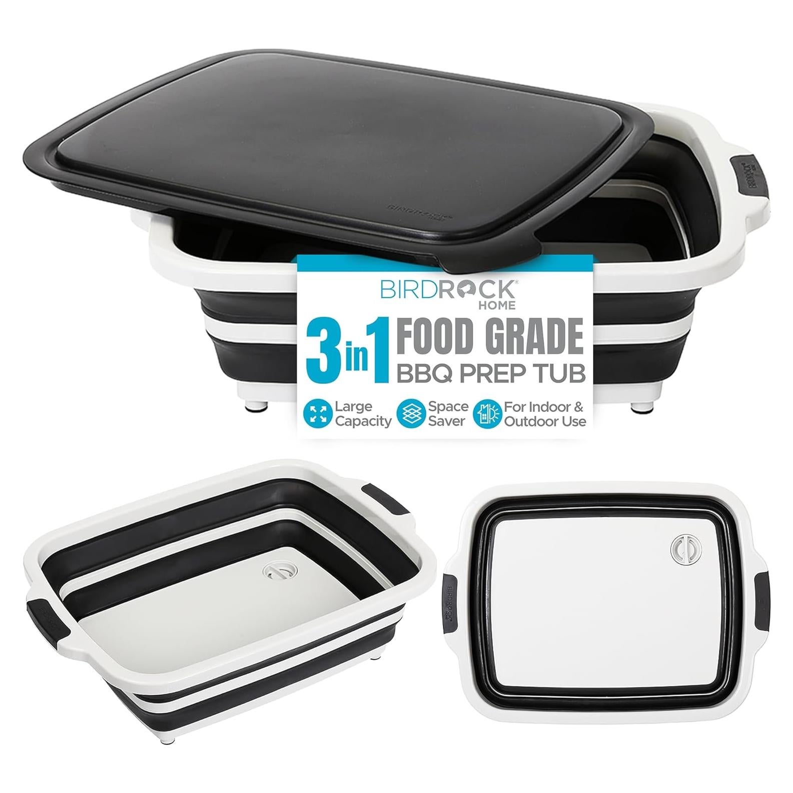 Caddy de Parrilla Plegable BIRDROCK HOME Negro 3 en 1