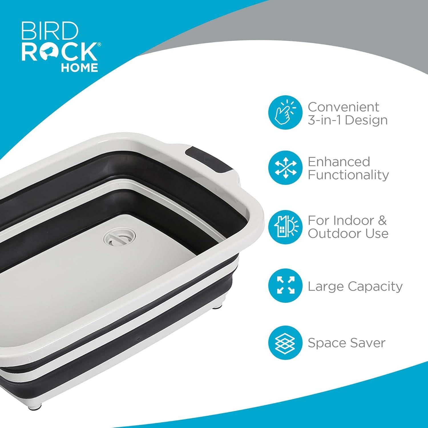 Caddy de Parrilla Plegable BIRDROCK HOME Negro 3 en 1