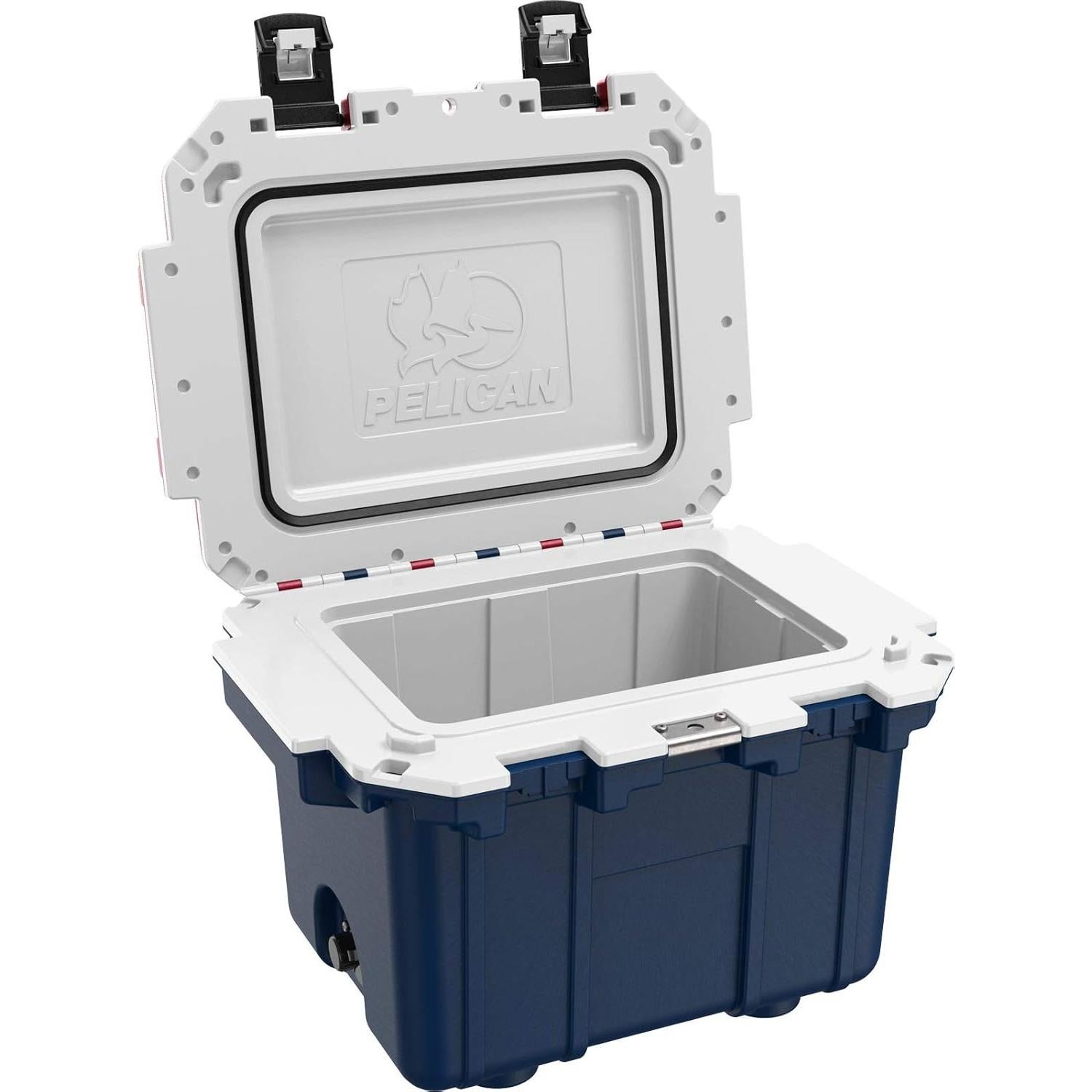 Enfriador Pelican 30QT Azul/Rojo/Blanco - 30 Cuartos