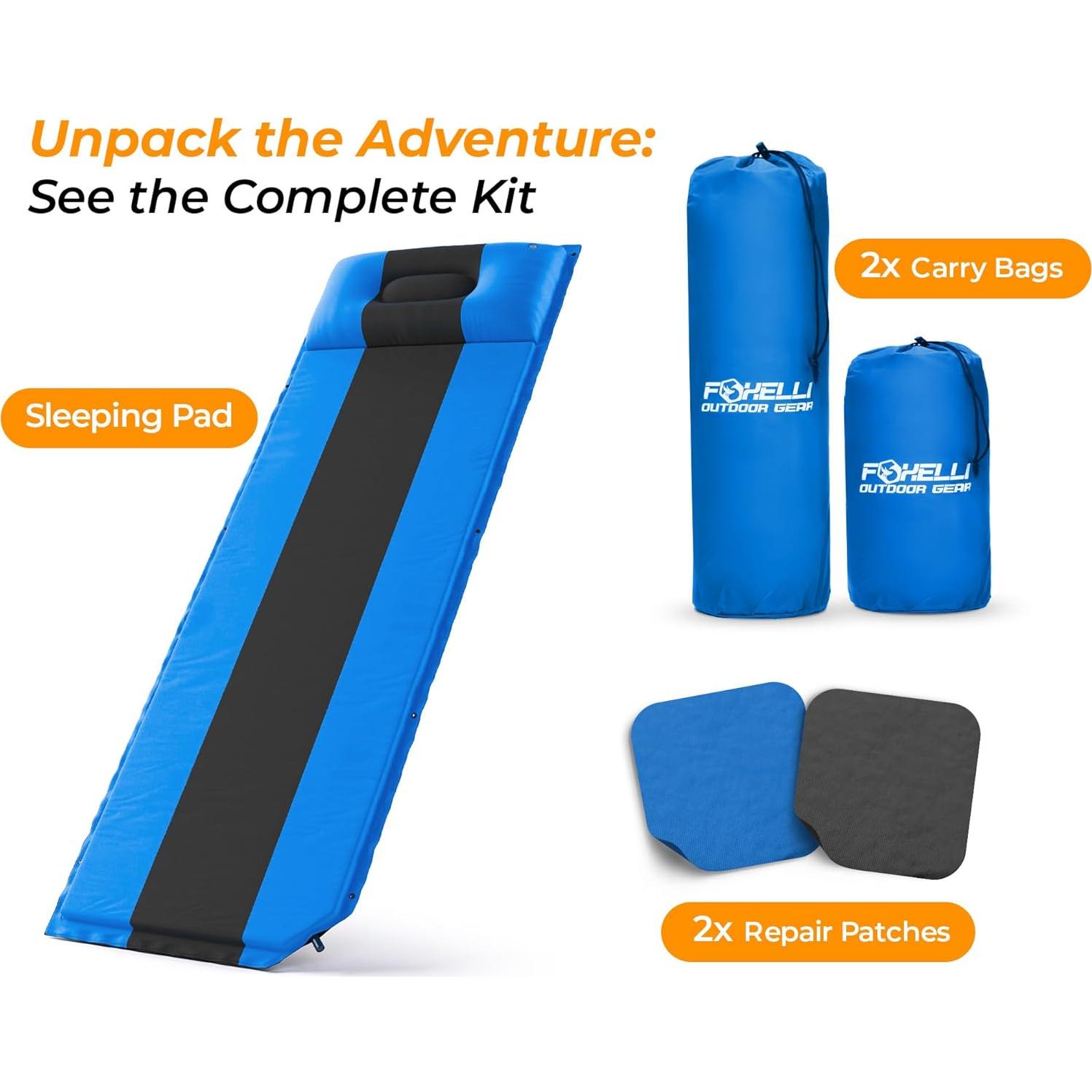 Almohadilla de Dormir Autoinflable Foxelli S_PAD02 183x54cm