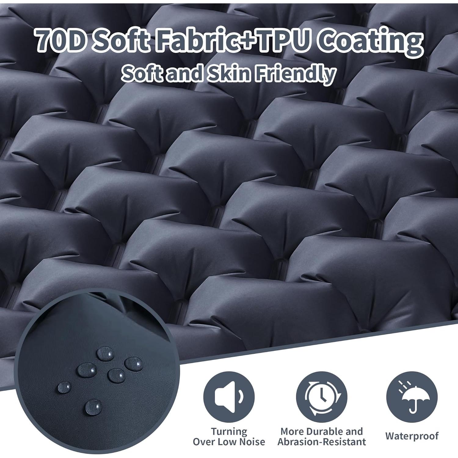 Colchoneta Inflable WILDOMS 4" (10.16 cm) con Almohada Azul