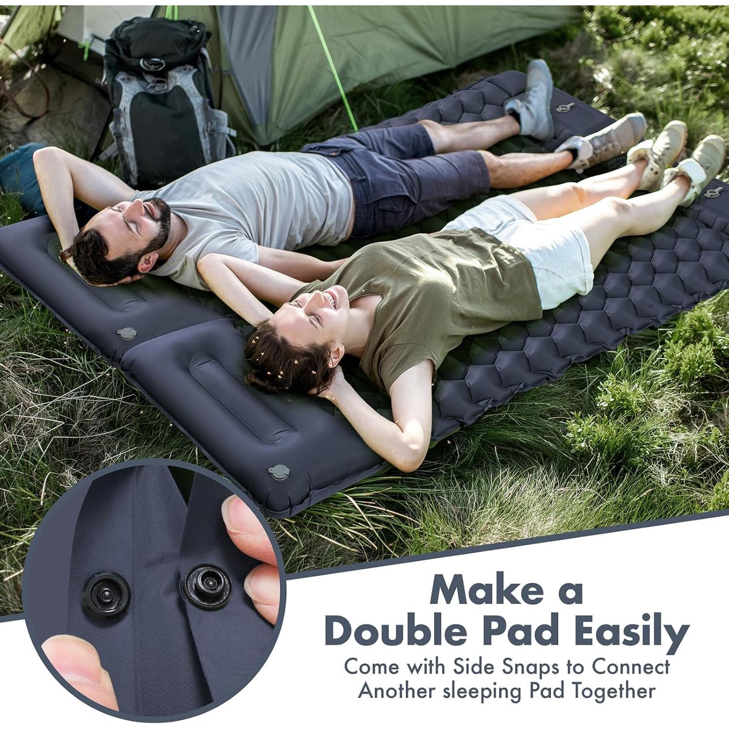 Colchoneta Inflable WILDOMS 4" (10.16 cm) con Almohada Azul