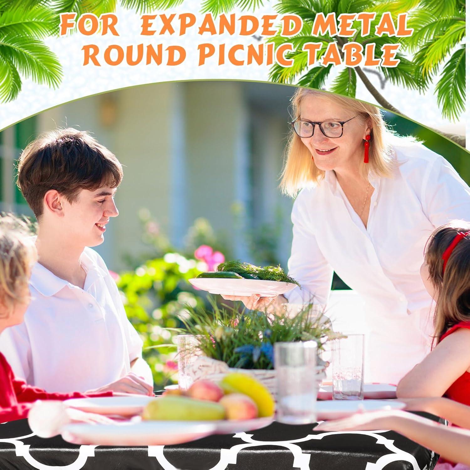 Moukeren 3 Pieces Picnic Table Cover for Kids with Bench Covers Fitted Tablecloth for Outdoors Vinyl Waterproof Cloth for Camping Home Goods Indoor Outdoor Patio BBQ(Black)