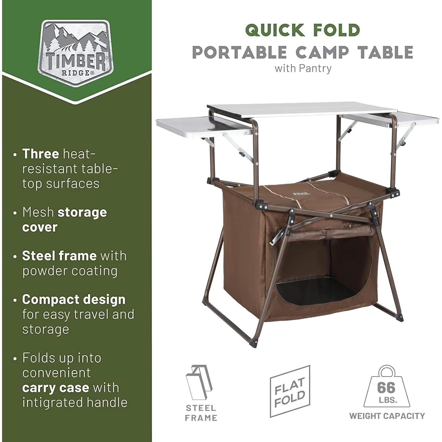 Mesa de Cocina Plegable Timber Ridge Aluminio 106.7x34.5cm