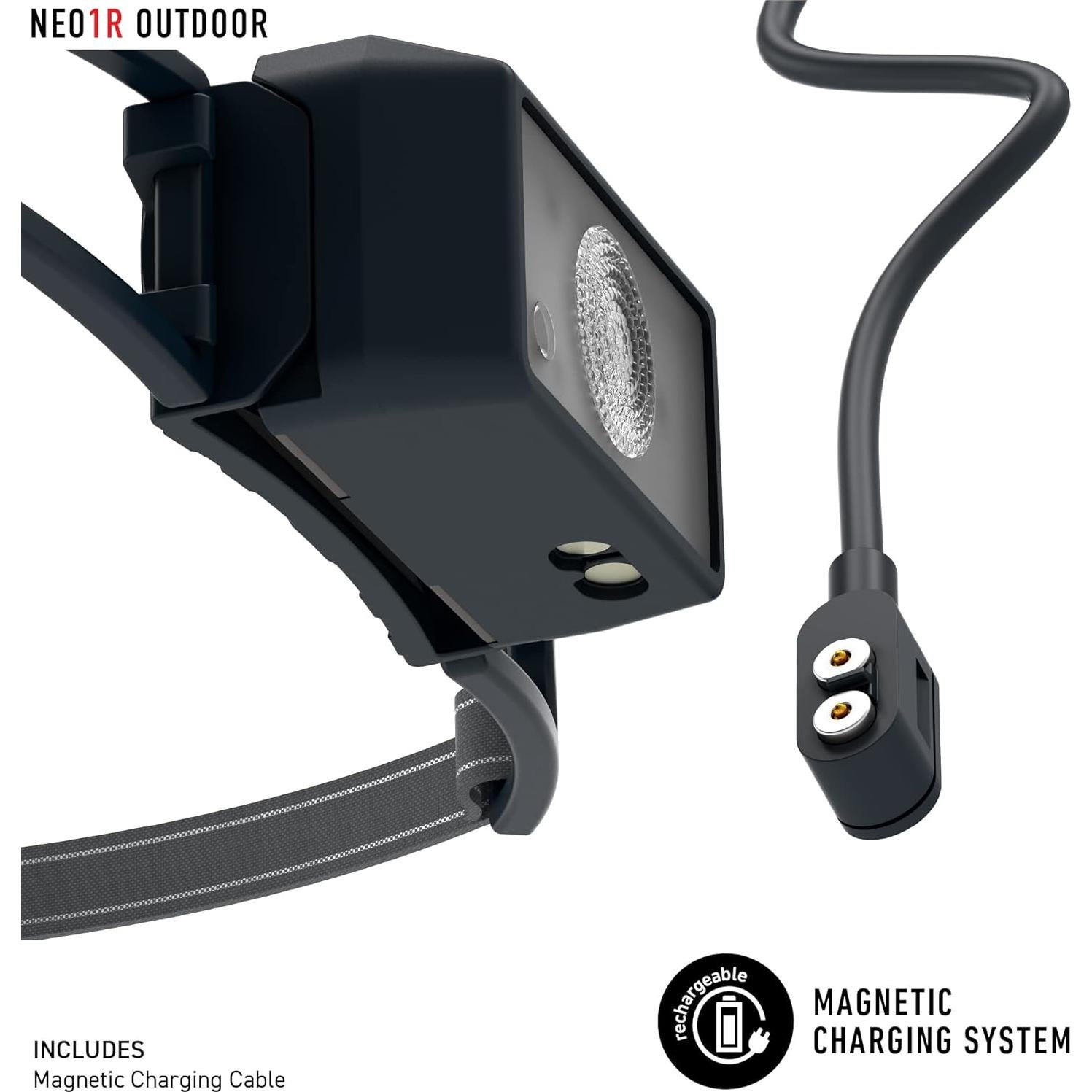 Ledlenser NEO1R LED headlamp for Jogging, Running lamp, Running, 250 lumens, Compact, Ultra-Light 39g, Near and far, Rechargeable, Reflective Headband, red Front Light (Black)