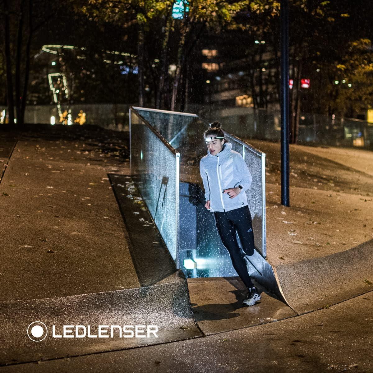 Ledlenser NEO1R LED headlamp for Jogging, Running lamp, Running, 250 lumens, Compact, Ultra-Light 39g, Near and far, Rechargeable, Reflective Headband, red Front Light (Black)