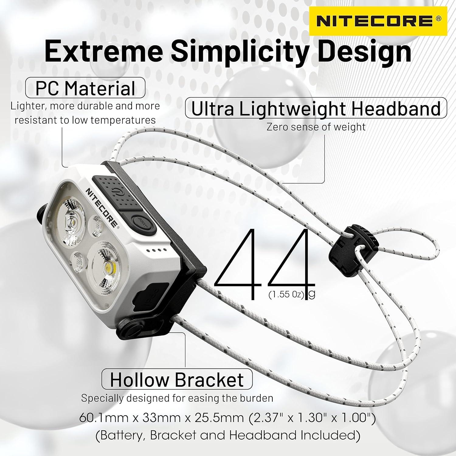 Linterna Frontal Nitecore NU21 360 Lúmenes USB-C Blanca