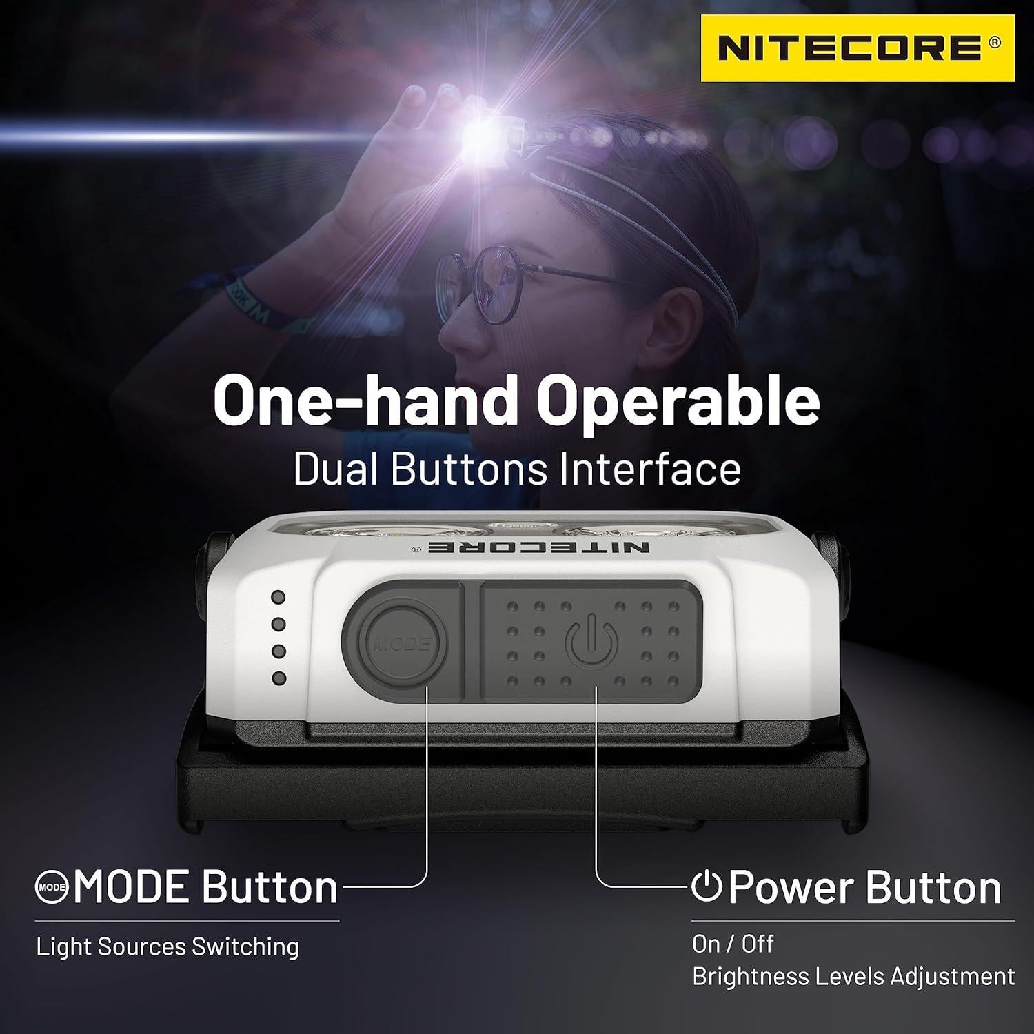 Linterna Frontal Nitecore NU21 360 Lúmenes USB-C Blanca