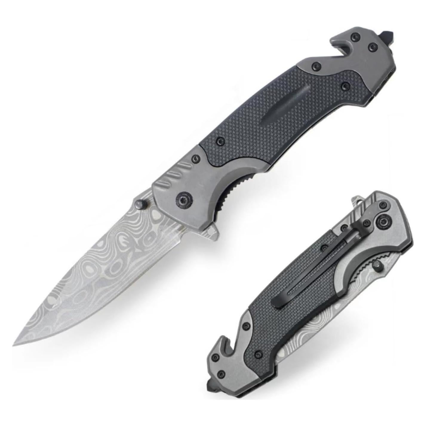 Folding Pocket Knife for Men, Switch Blade with Push Button, 3-in-1 Multitool Folding Knife,Pocket Clip Tactical Knife, EDC Pocket Knives for Self Defense, Camping, Hunting, Outdoor