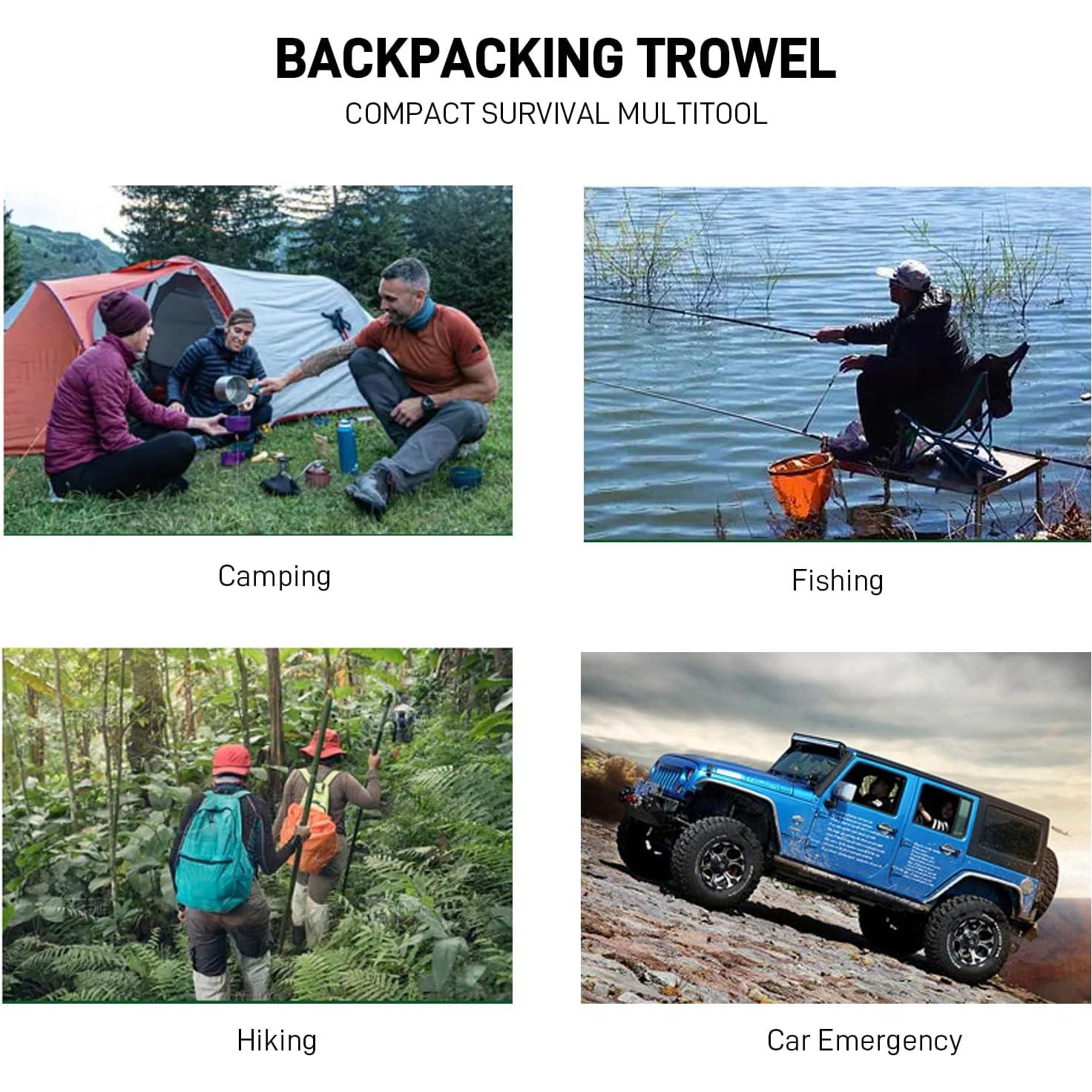 Pala de Camping Compacta XFGSYXS, Acero Inoxidable, Negra