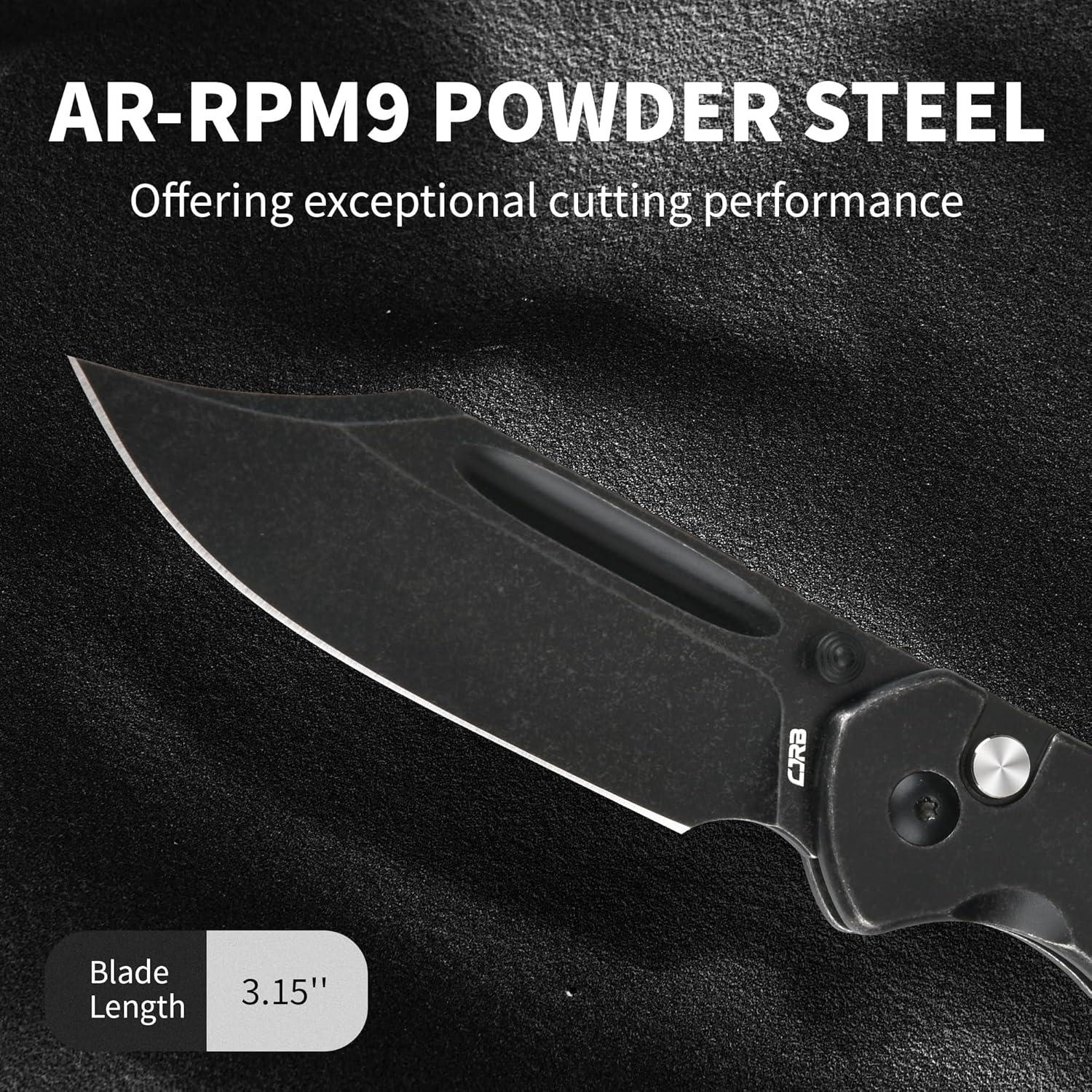 Cuchillo Plegable CJRB Bowie Pyrite 8 cm Acero Negro EDC