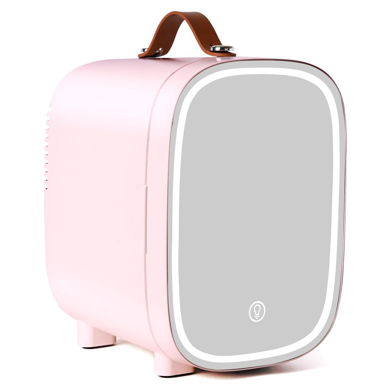 Mini Nevera Portátil FANSEXPERT 4L con Espejo LED Rosa