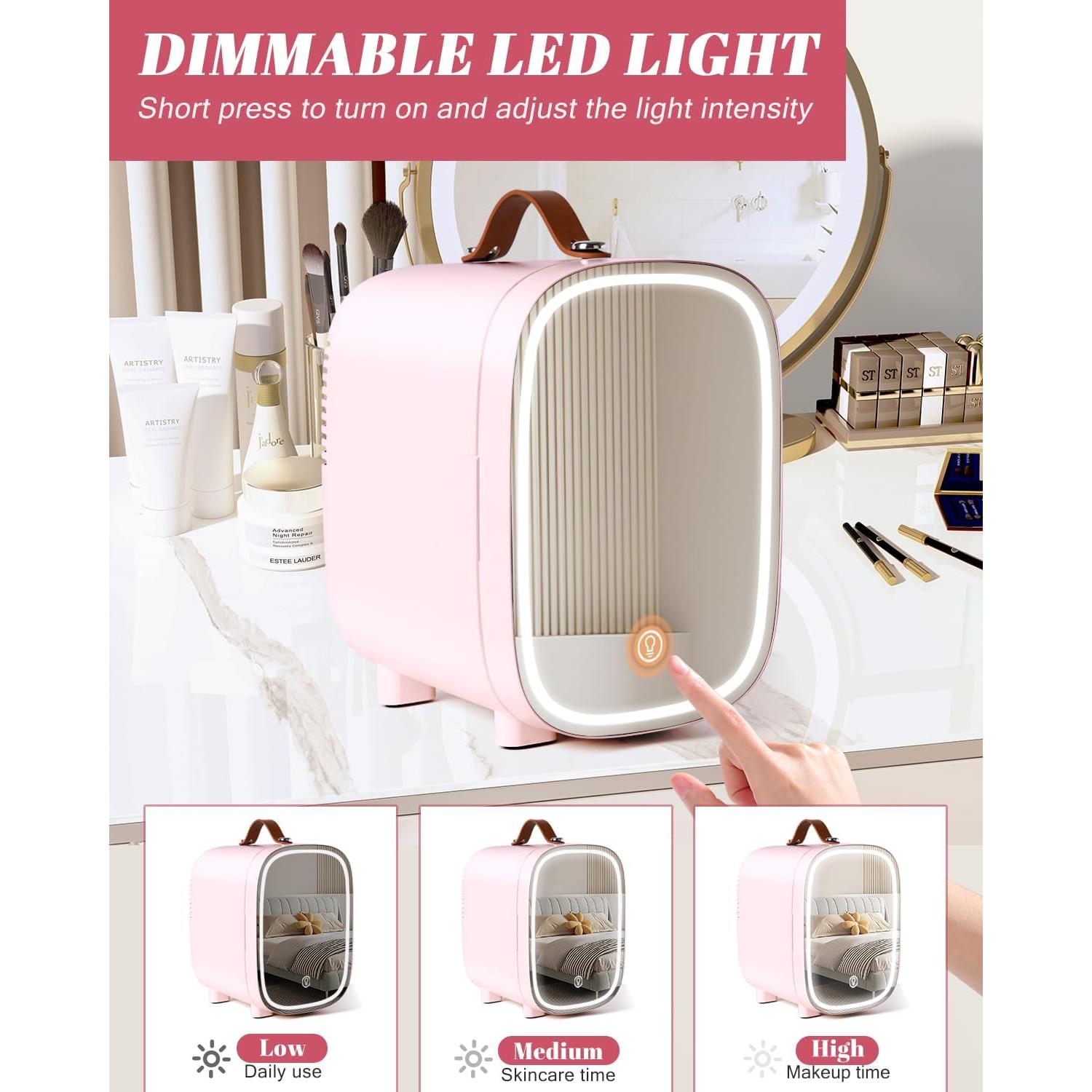 Mini Nevera Portátil FANSEXPERT 4L con Espejo LED Rosa