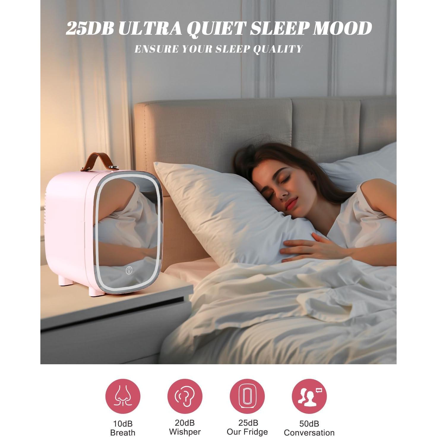 Mini Nevera Portátil FANSEXPERT 4L con Espejo LED Rosa