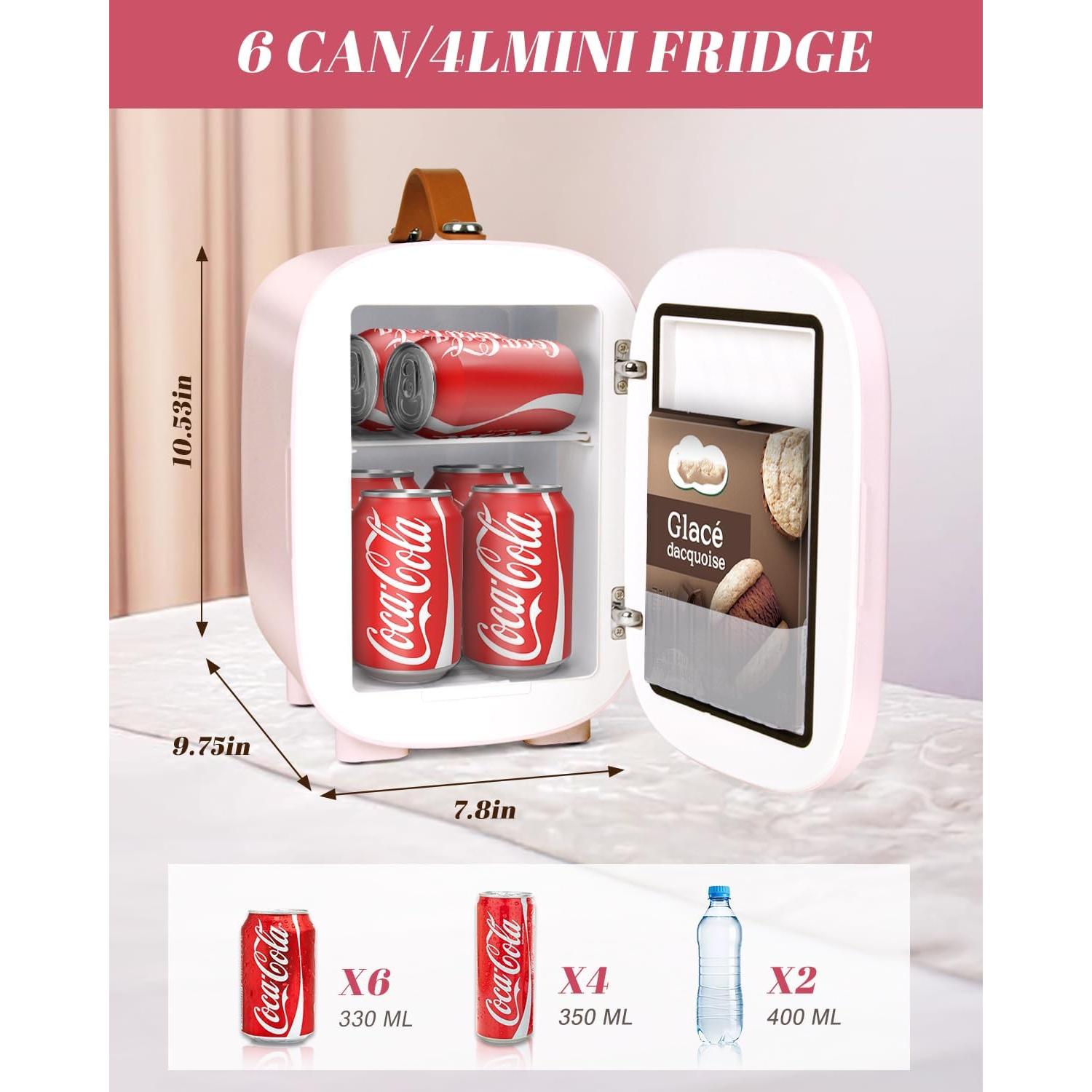 Mini Nevera Portátil FANSEXPERT 4L con Espejo LED Rosa