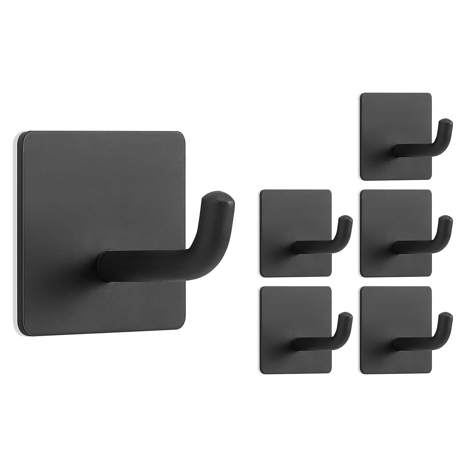 Ganchos Adhesivos Livabber de Acero Inoxidable 304 Negro - 6 Paquetes