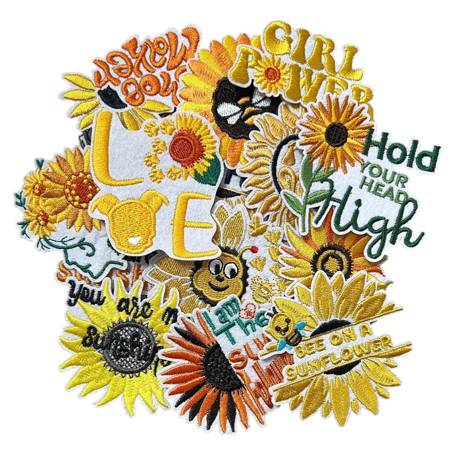 Parche de Girasol Bordado ZESION - 15 Pcs para Planchar