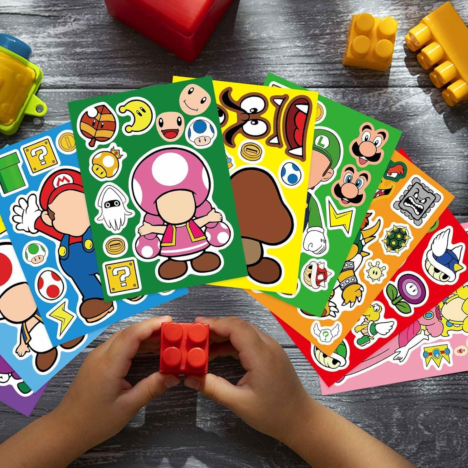 36 Hojas Stickers Mario para Hacer Caras - Manualidades Niños