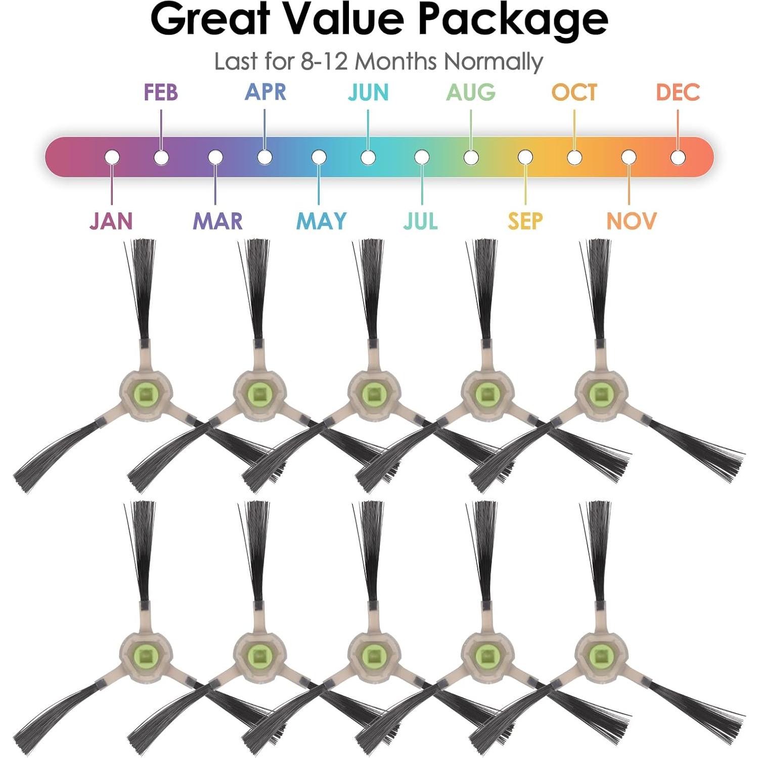 10 Cepillos Laterales BRUVISH para Aspiradoras Lefant y OKP