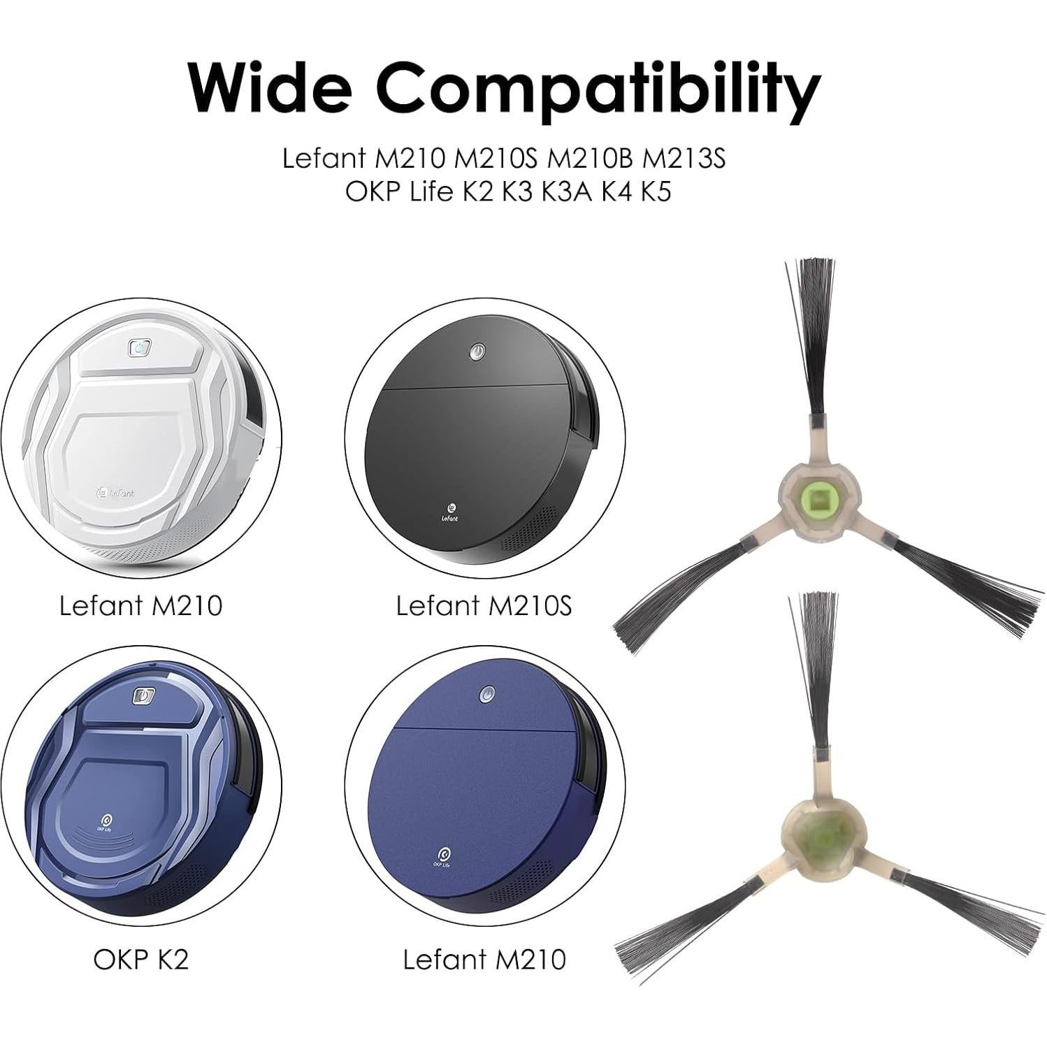 10 Cepillos Laterales BRUVISH para Aspiradoras Lefant y OKP