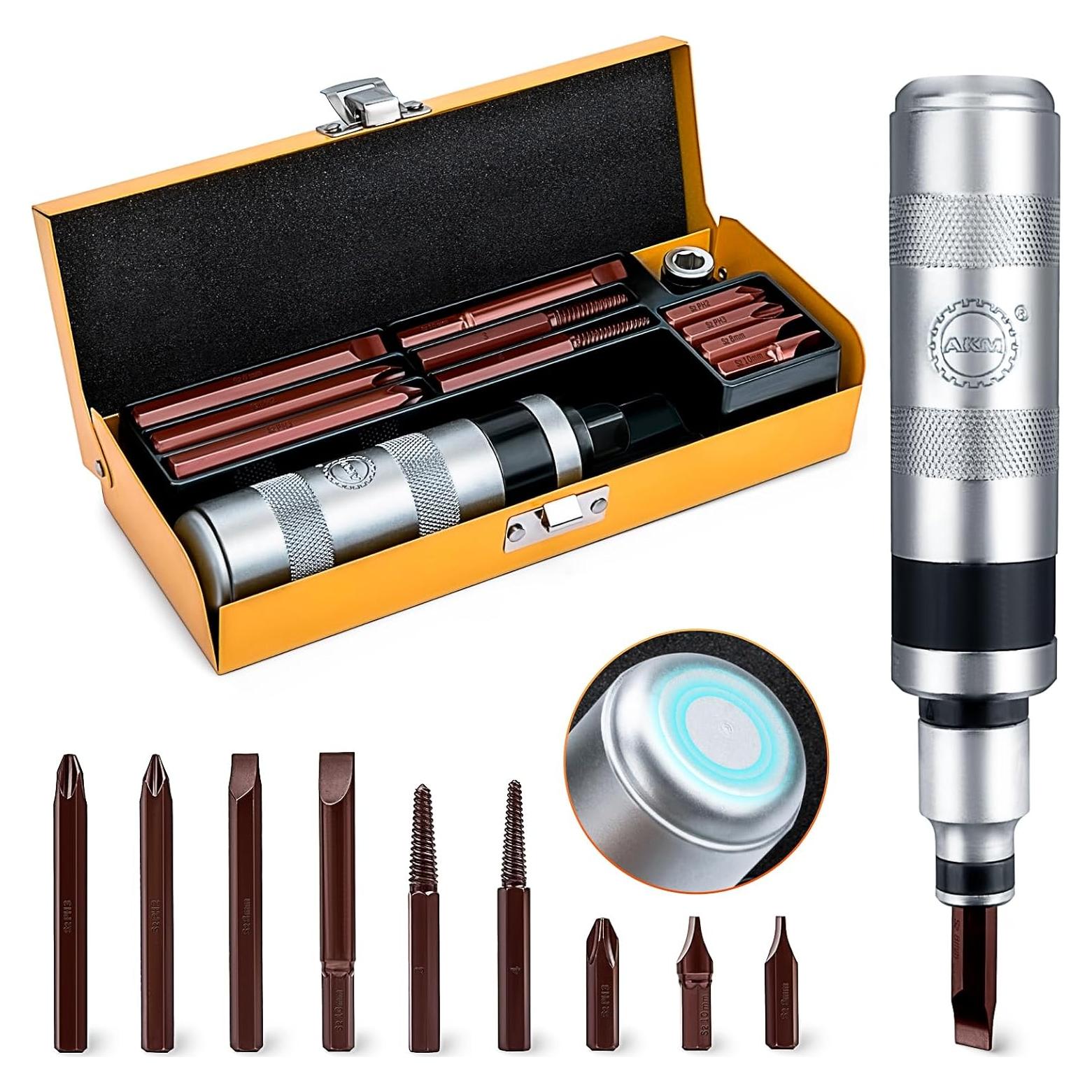 Juego de Destornillador de Impacto Manual AKM 12 PCS Acero S2