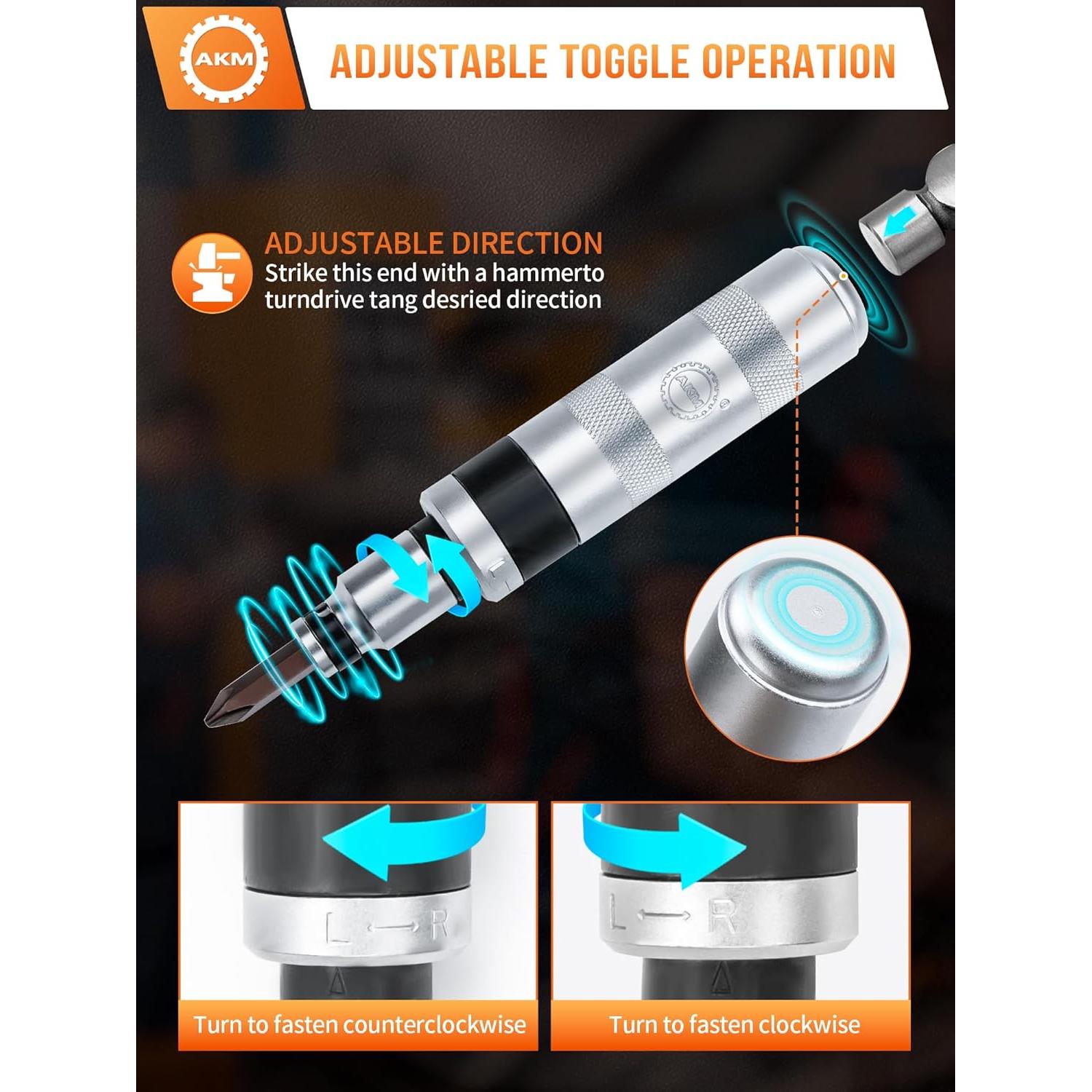 Juego de Destornillador de Impacto Manual AKM 12 PCS Acero S2