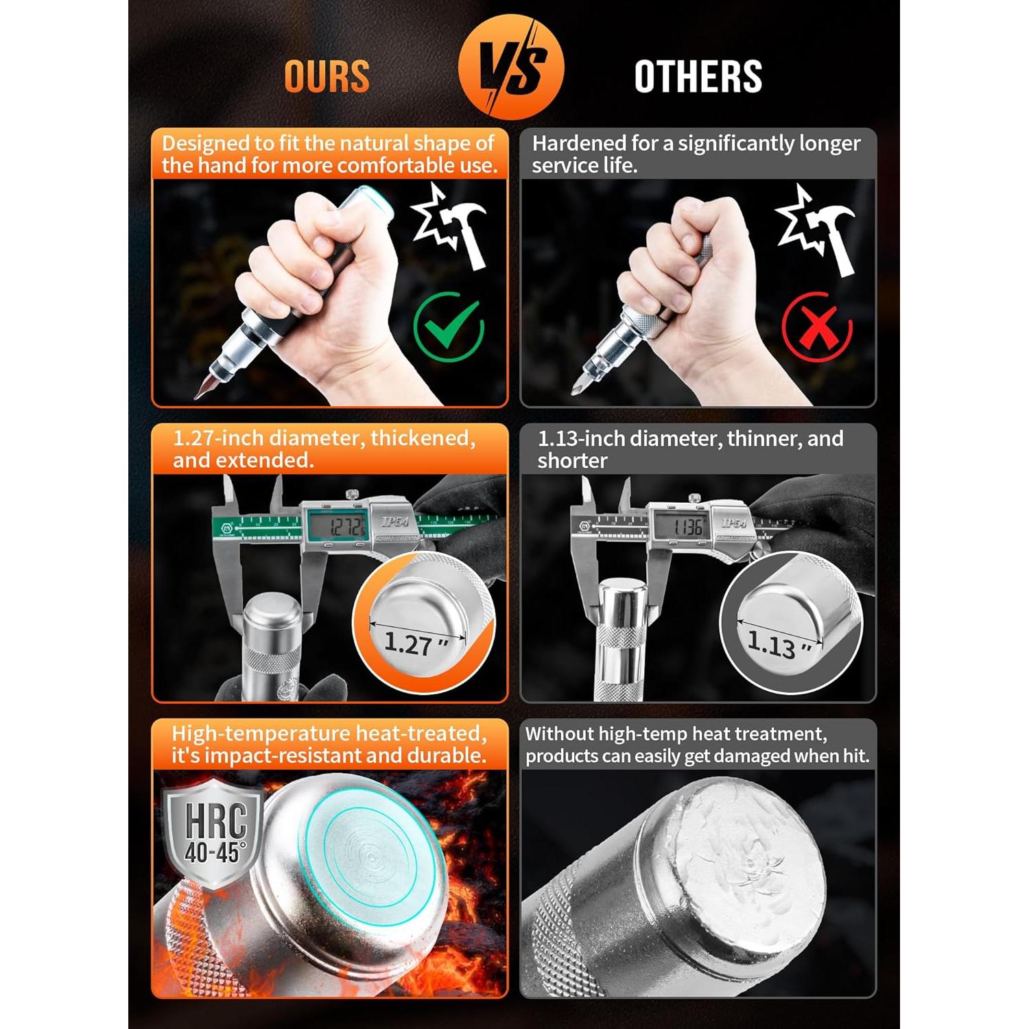 Juego de Destornillador de Impacto Manual AKM 12 PCS Acero S2