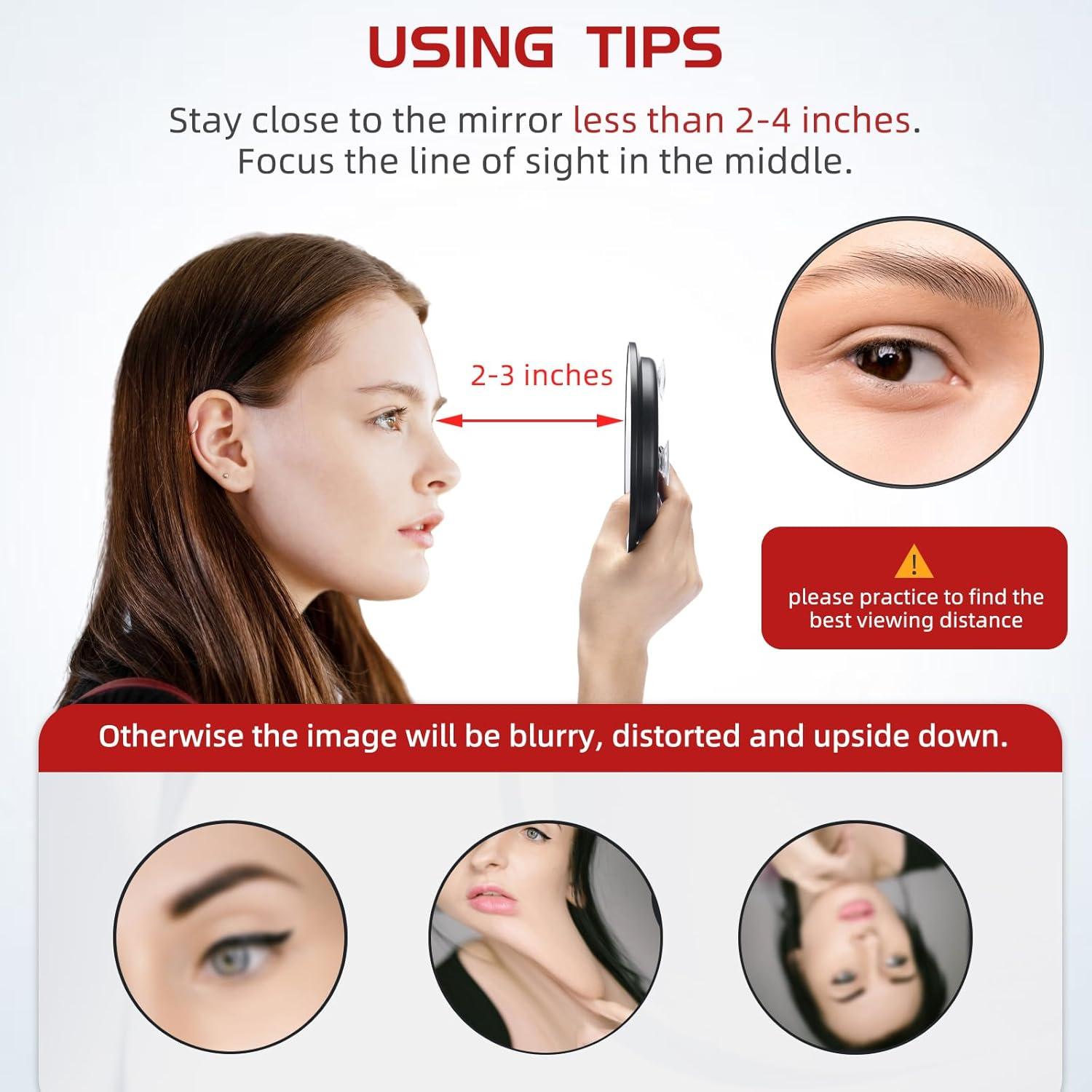 Espejo de Aumento 30X Jadazror 15.24 cm con Ventosas y Pinzas