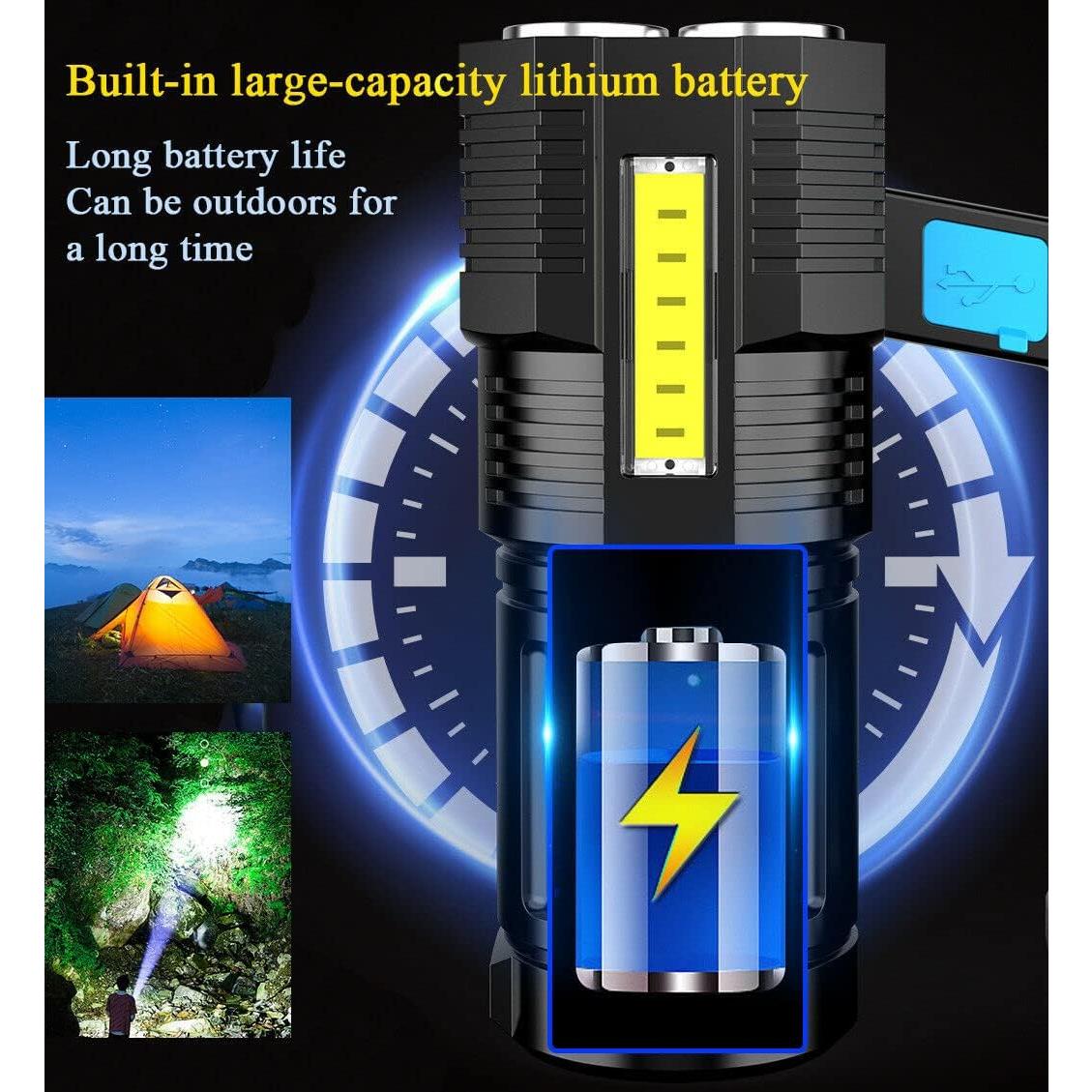 Linterna LED Recargable USB Impermable 10000 Lúmenes - itemmountain