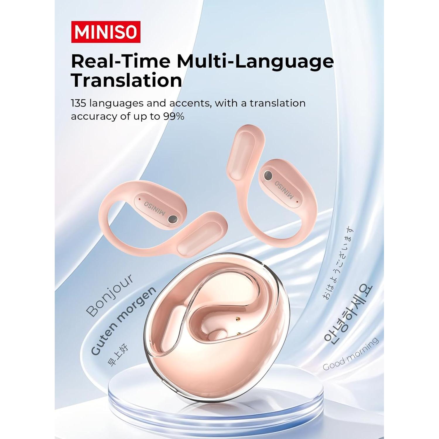 Auriculares Traductores MINISO MS190 Bluetooth 6.0 Rosa