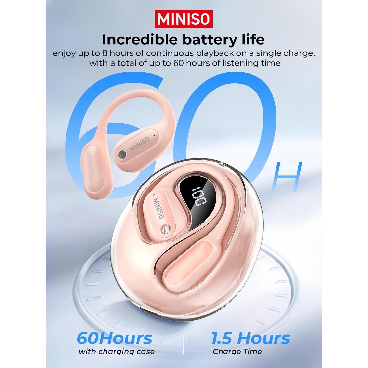 Auriculares Traductores MINISO MS190 Bluetooth 6.0 Rosa