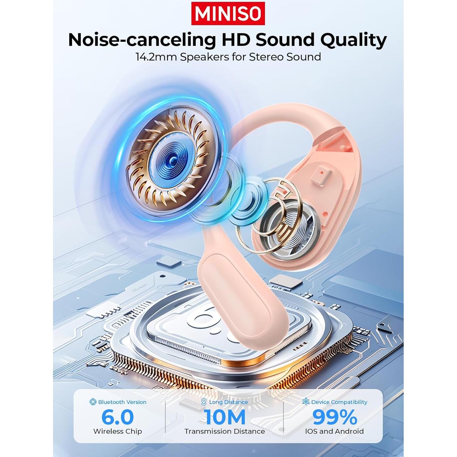 Auriculares Traductores MINISO MS190 Bluetooth 6.0 Rosa