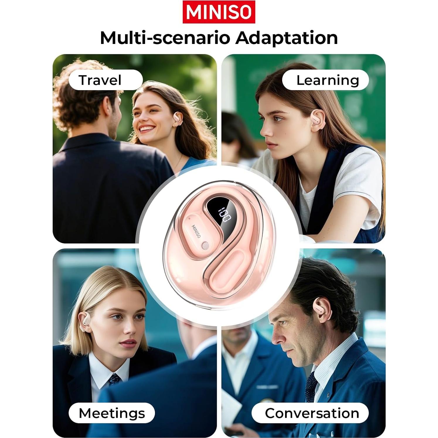Auriculares Traductores MINISO MS190 Bluetooth 6.0 Rosa