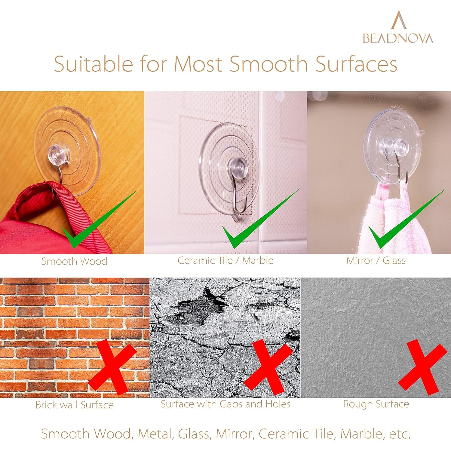 Ganchos de Ventosa BEADNOVA 12 Pcs 6.35 cm Alta Resistencia